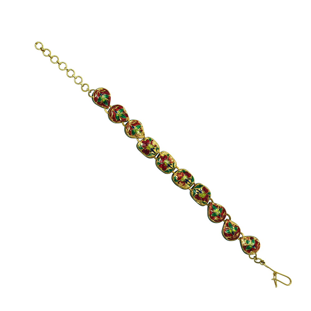 Polki Diamond Bracelet with Blue Enamel and unshaped Accents